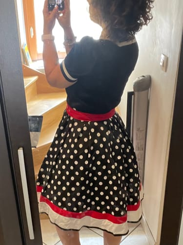 Avis photo d'un client sur 2PCS Robe Rockabilly Swing Vintage Année 50 Pois & Jupon Noir