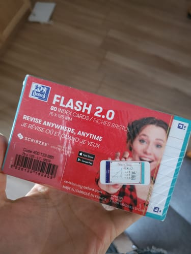 Avis photo d'un client sur Flashcards FLASH 2.0 OXFORD # 80 cartes 7,5 x 12,5 cm - ligné