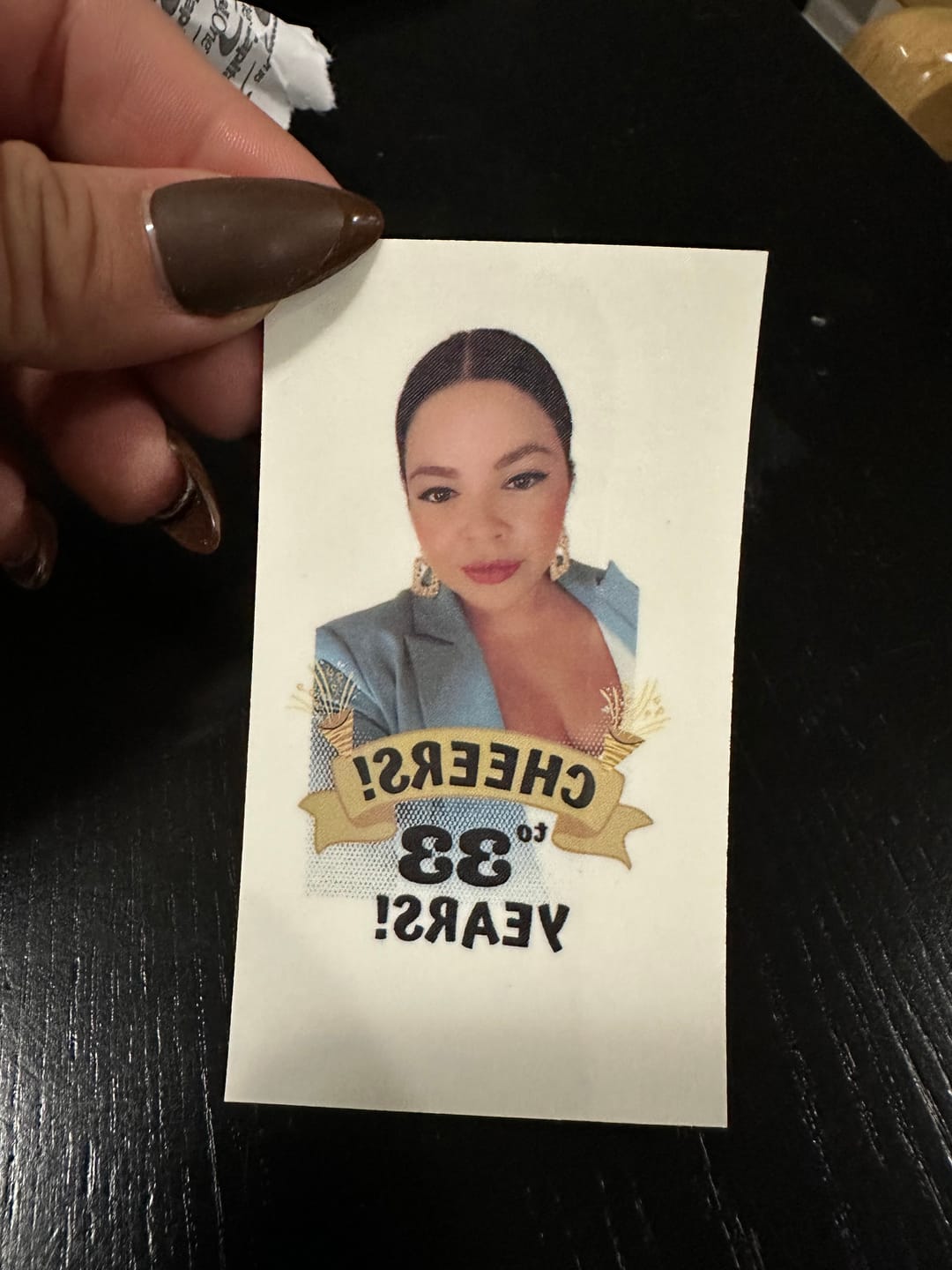 Customer photo review of Cheers to Years! - Temporary Tattoo