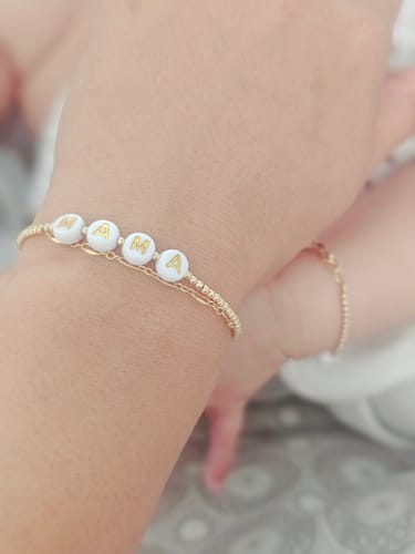 Customer photo review of Personalized Name Mommy & Baby Bracelet in 14K Gold Filled Beads