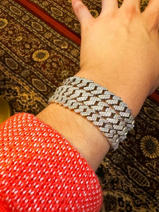 Customer photo review of Moissanite Cuban Link Bracelet 14K Gold (ALL SIZES)