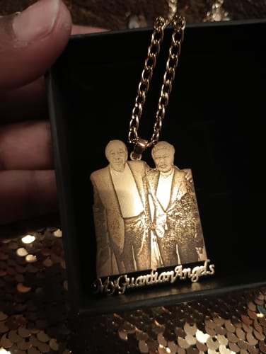 Customer photo review of Custom Photo Engraved Pendant Necklace