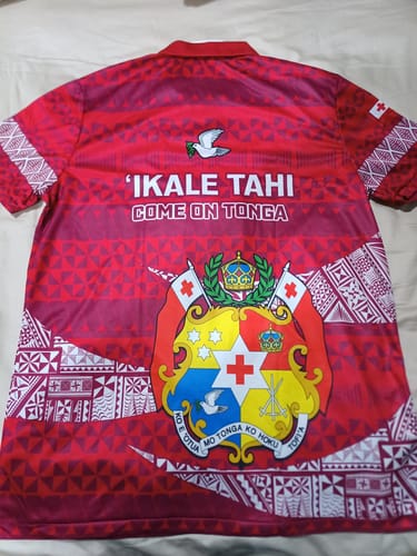 Customer photo review of Tonga Rugby Polo Shirt 2023 Go Tongan Ngatu Pattern World Cup LT14