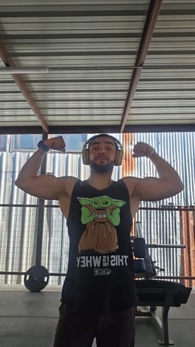 Customer photo review of This Is the Whey Baby Growda Tank Top -Black