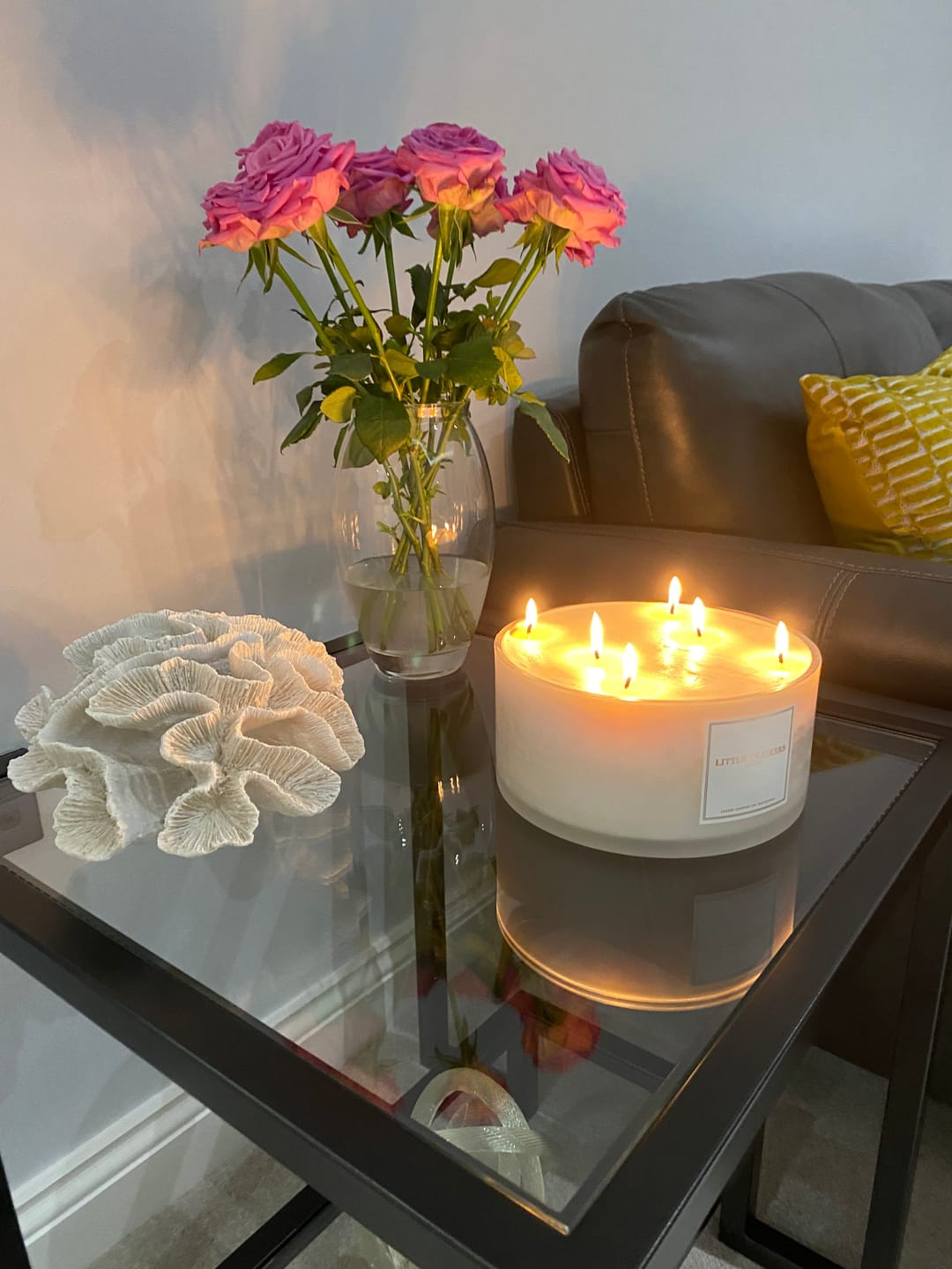Customer photo review of Glass Metal Side Table