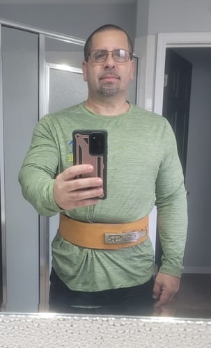 Customer photo review of PR Powerlifting 13mm Belt w/ Stainless Steel Lever Buckle - PR921 - Brown