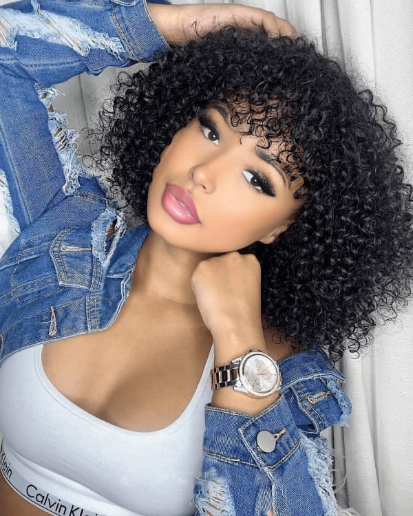 Customer photo review of Luvwin Water Wave Short Bang Wig No Lace Beginner Friendly 100% Human Hair