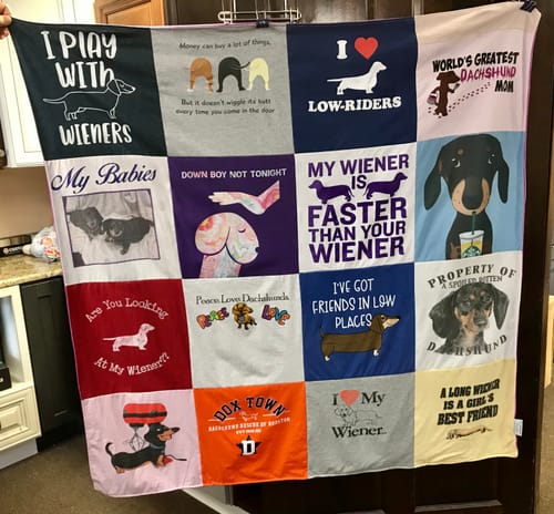 T-shirt quilt with wiener dogs, dachshunds themes by Parksy from TX