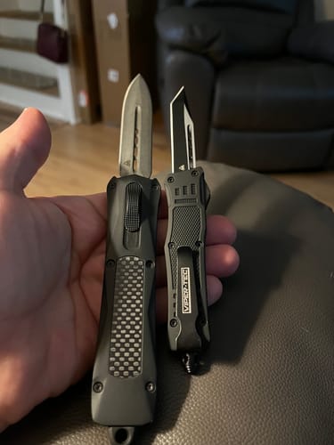 Customer photo review of Black Zedd D/A OTF - Damascus Steel (Multiple Blade Styles Available)