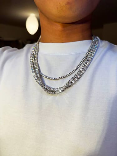 Customer photo review of 3MM Moissanite Tennis Chain 14K White Gold