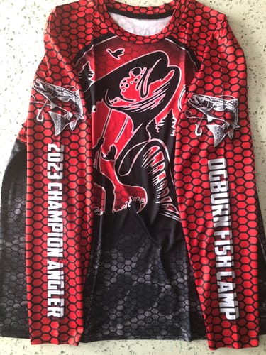 Customer photo review of Custom Salmon Fishing jerseys, Salmon performance Long Sleeve tournament Fishing Shirts | red IPHW2954
