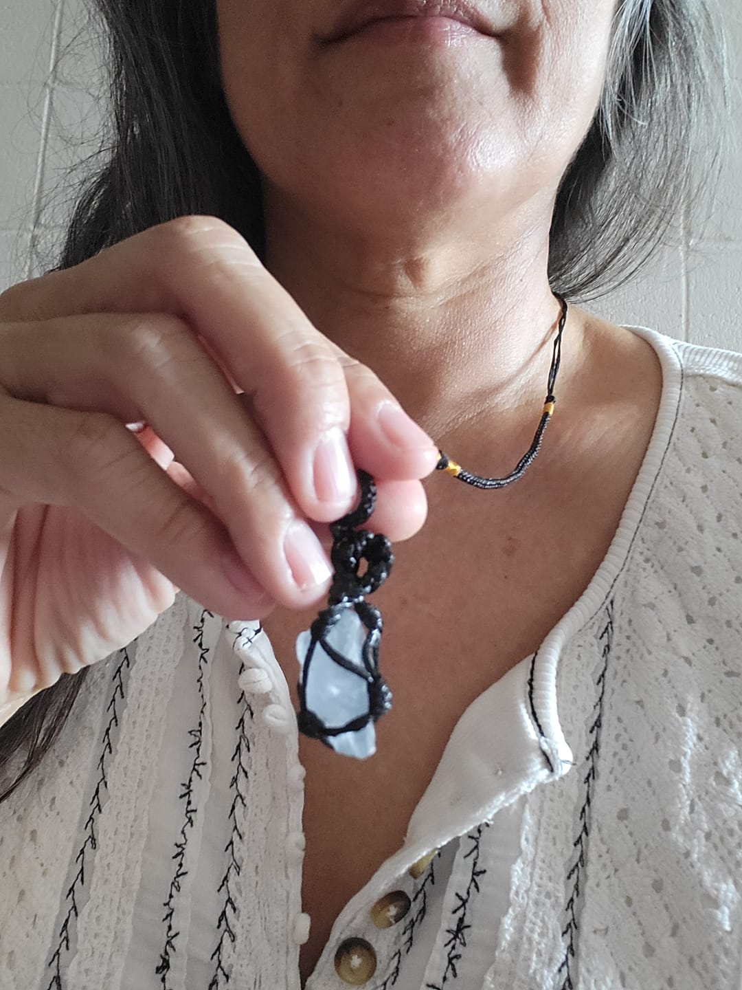 Customer photo review of Natural Celestite Necklace