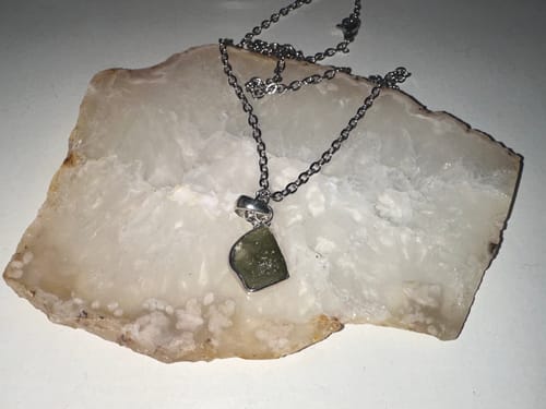 Customer photo review of Moldavite Pendants (Intuitively Selected)