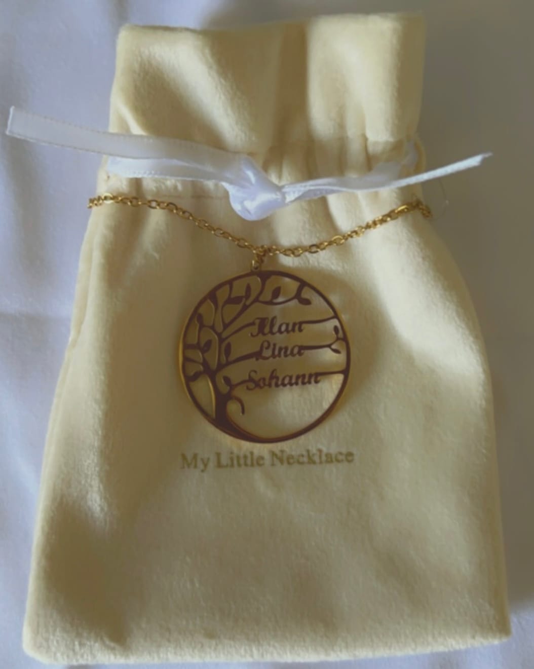 Customer photo review of Collier Prénom Arbre Généalogique - Arbre de vie