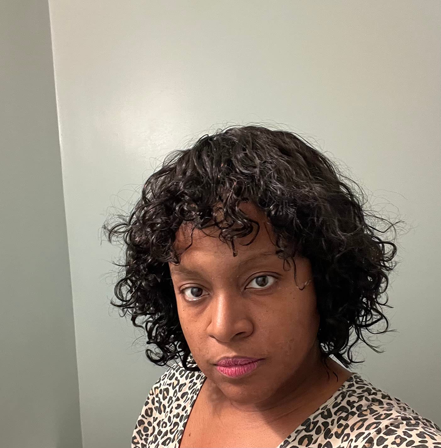 Customer photo review of Luvwin Water Wave Short Bang Wig No Lace Beginner Friendly 100% Human Hair