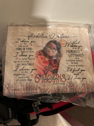 Customer photo review of I Choose You 6 Month Anniversary Ideas Gift For Him, Custom Couple Photo Month Dating Anniversary Gifts for Her, Six Month Anniversary Ideas