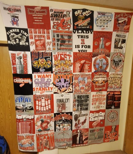 T-shirt quilt featuring detroit red wings by Lawrence from MI