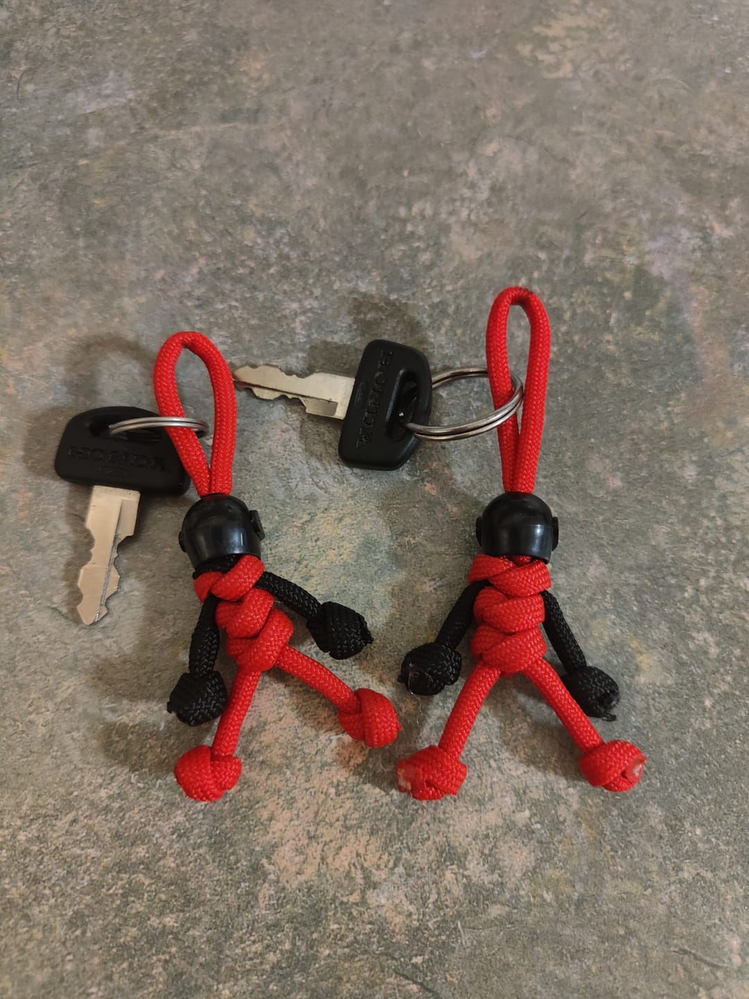 Customer photo review of Black Red Biker Buddy Paracord Keychain
