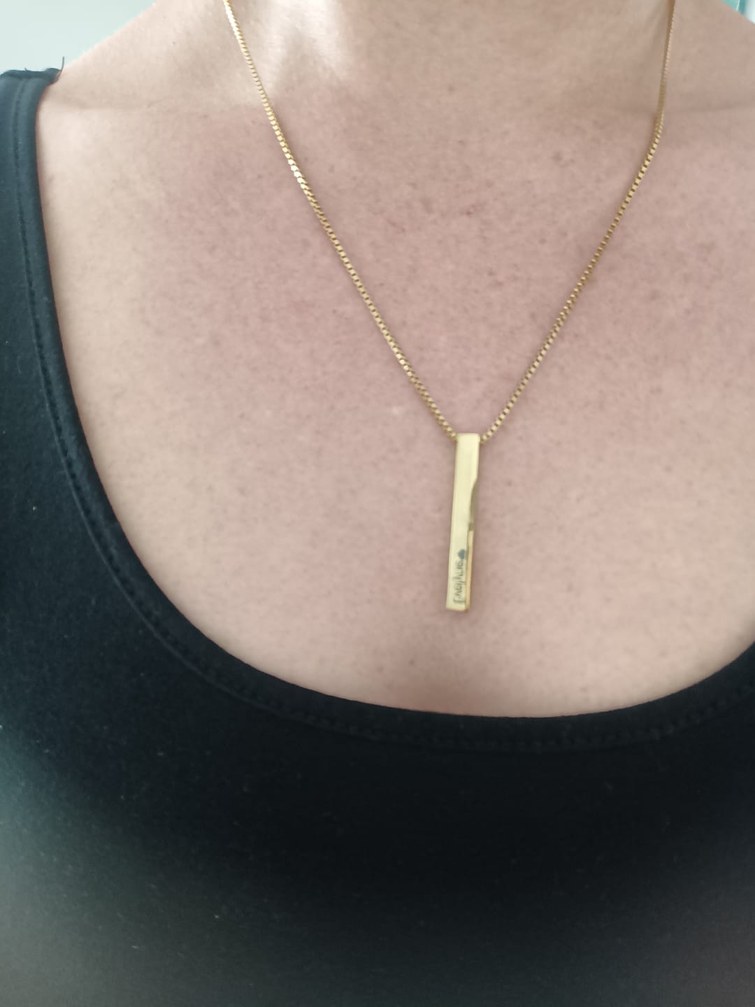 Customer photo review of Collier Personnalisé Barre 3D