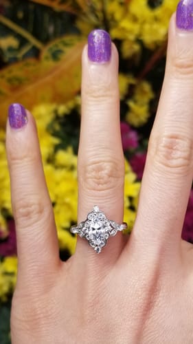 Customer photo review of Halo Art Deco Marquise CZ Ring in Sterling Silver