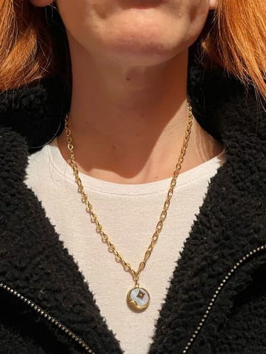 Customer photo review of Sun & Moon - Mother of Pearl Necklace