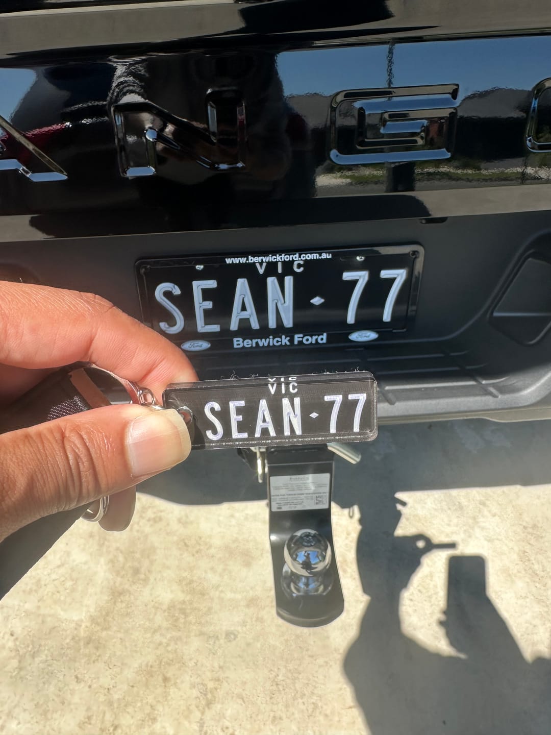 Customer photo review of VIC Liquid Metal Licence Plate Custom Keychain