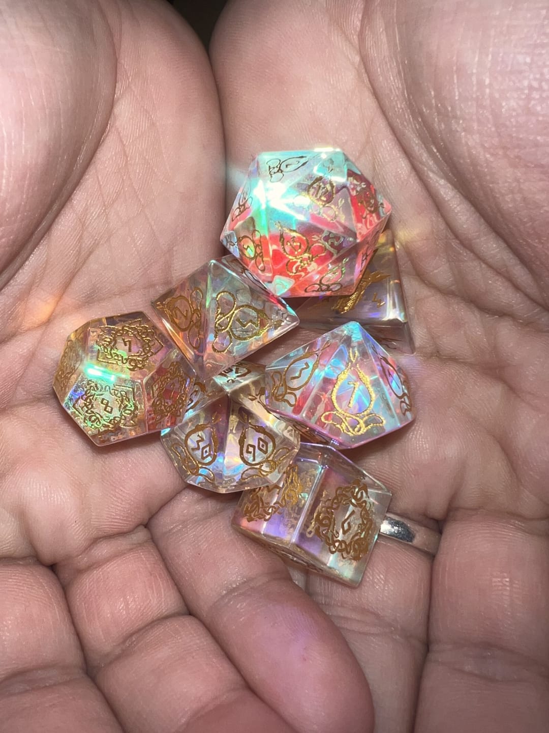 Customer photo review of SERPENT OF MIDGARD PRISM GLASS DICE SET
