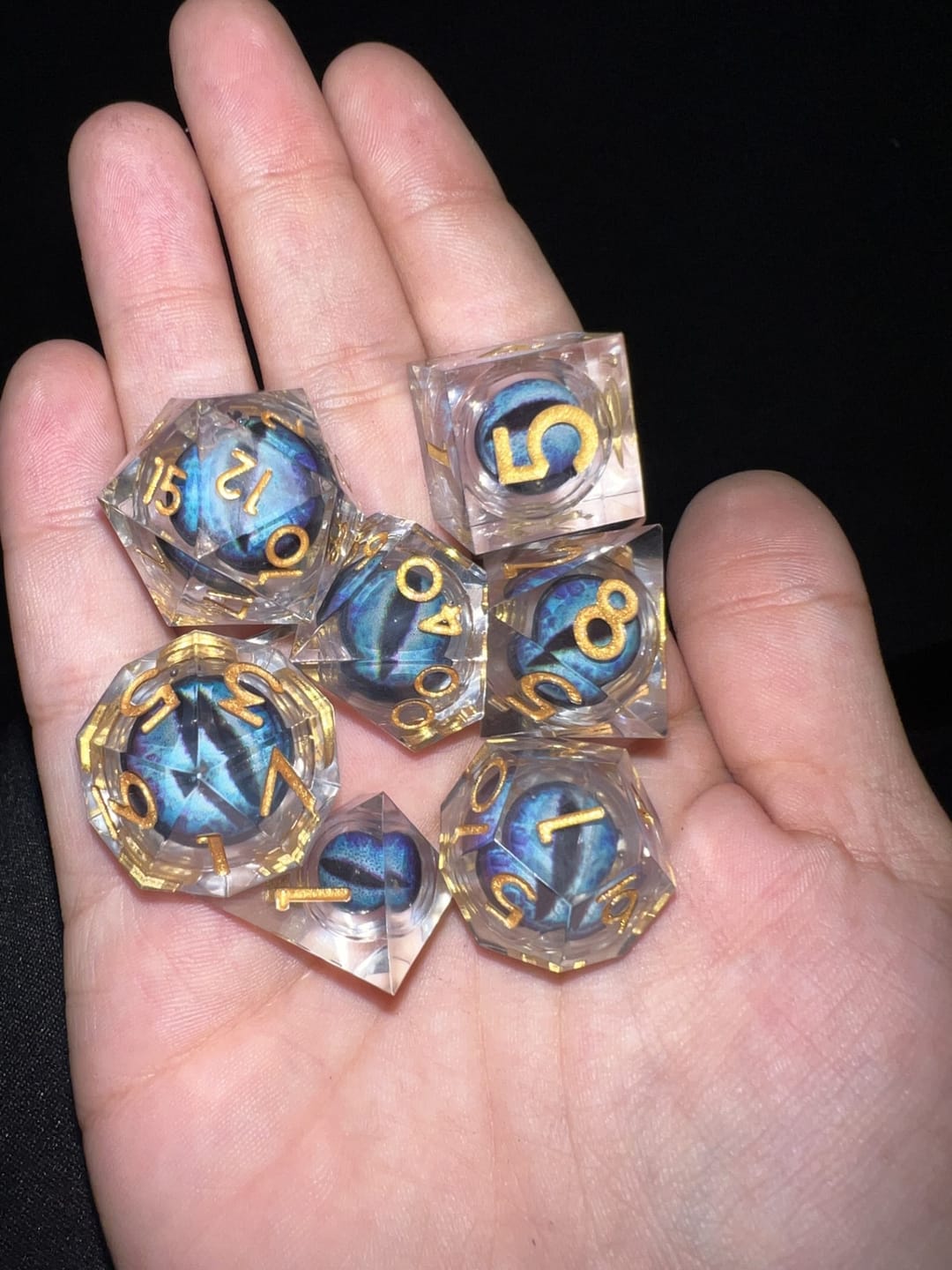 Customer photo review of Ice Dragon Eye Liquid Core Dice Set