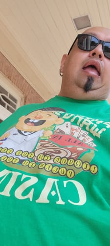 Customer photo review of Phat Wang's Casino Cotton Tee