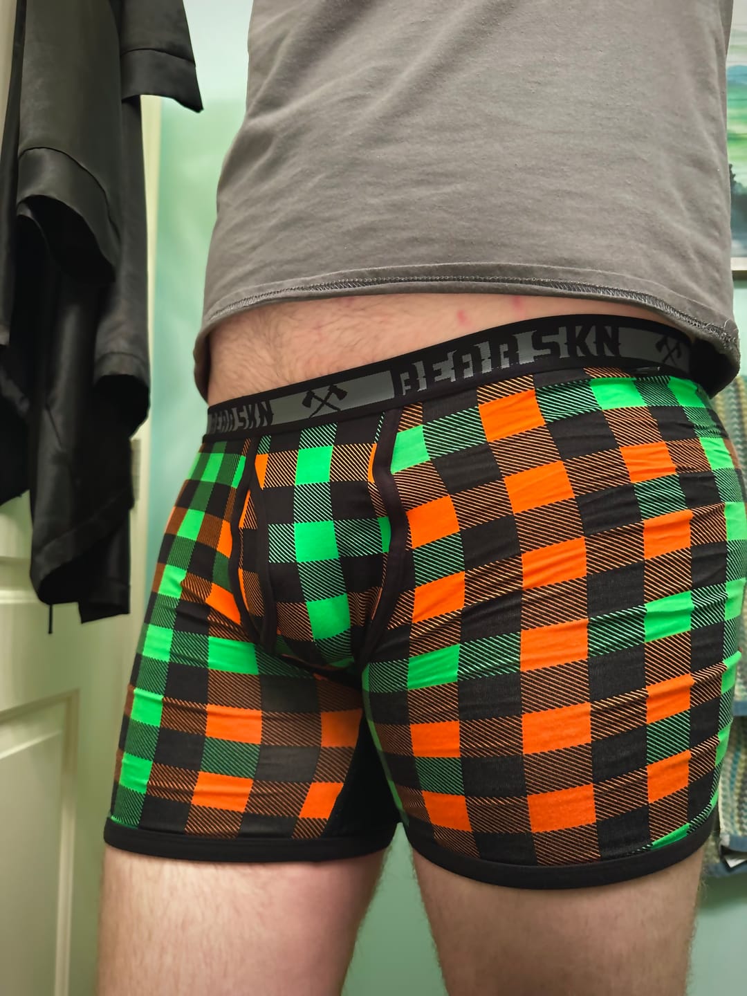 Customer photo review of Long Leg Bamboo Boxer Brief - Orange Grove Brunch Backwoods