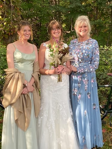 Customer photo review of Sequined Floral Long Sleeve High Neck Gown