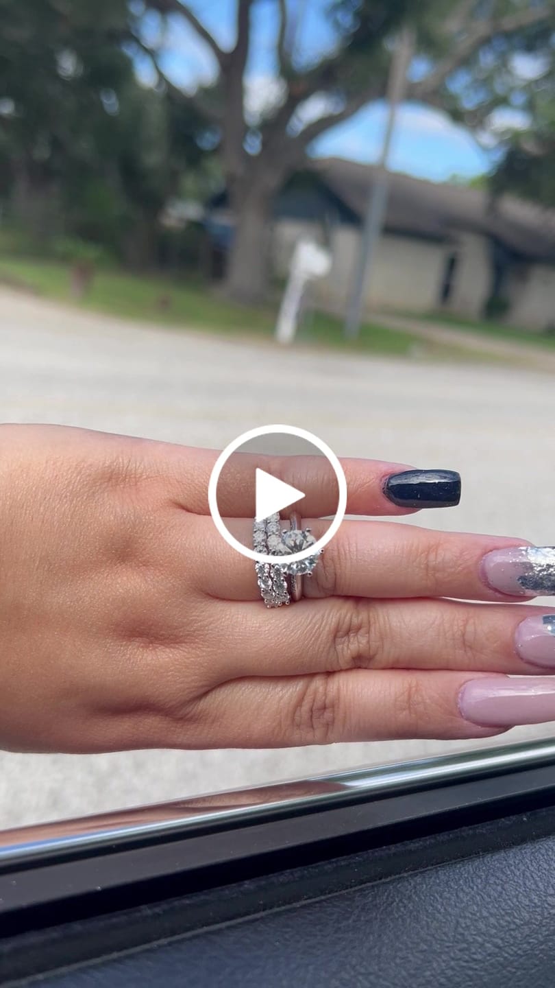Customer video review of Round Moissanite Sterling Silver Wedding Band Stackable Ring