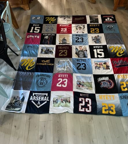 T-shirt quilt featuring philadelphia phillies, arsenal football club by Tina from WV