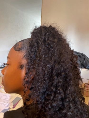 Customer photo review of Kinky Curly Brazilian Virgin Human Hair Bundles Unprocessed Natural Color