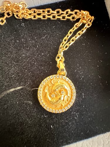 Customer photo review of Pisces Amulet Pendant With Pave Diamond Rim