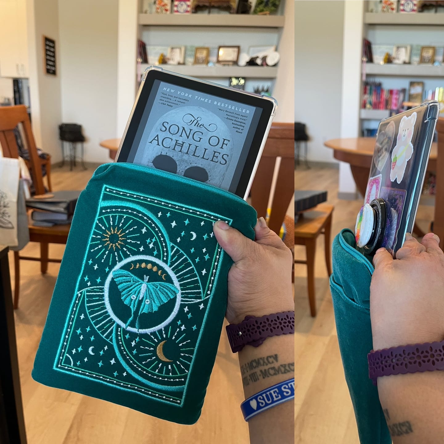 Customer photo review of Luna Moth Kindle & E-Reader Sleeve