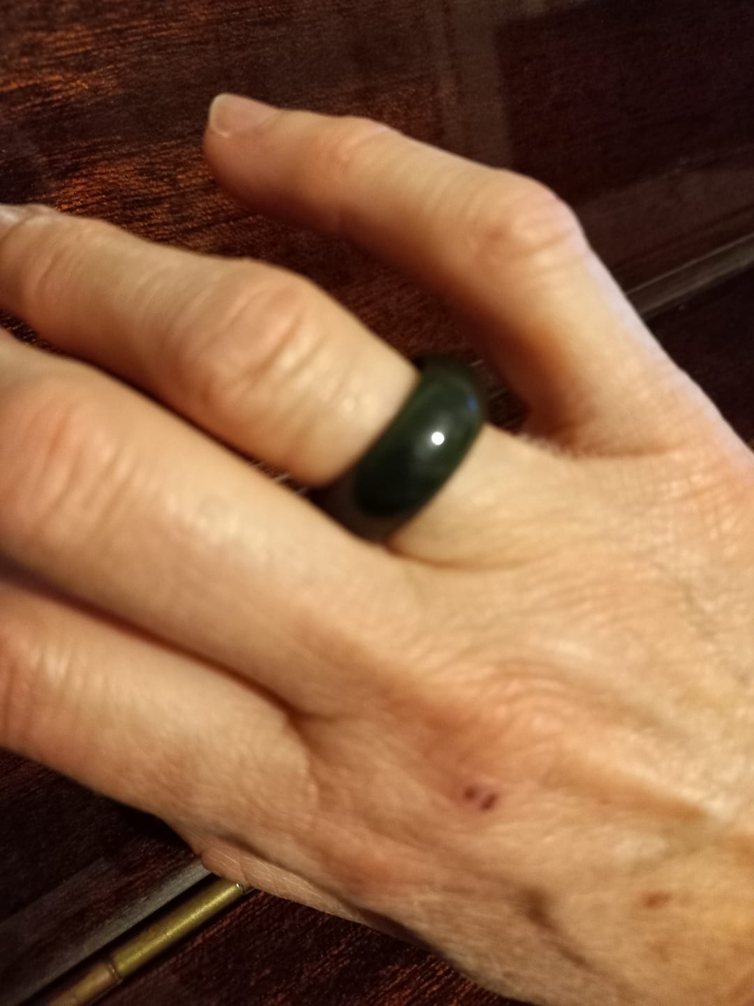Customer photo review of Wide Greenstone Ring