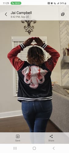 Customer photo review of Personalized Baseball Jacket (DS) Original Style