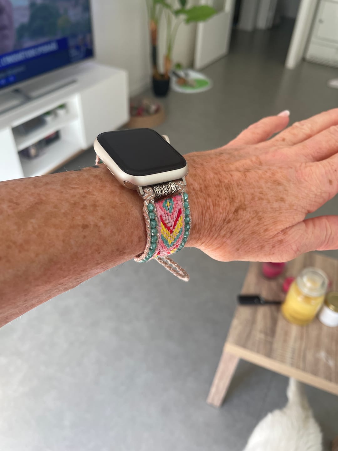 Customer photo review of Pink Lemonade Apple Watch Strap