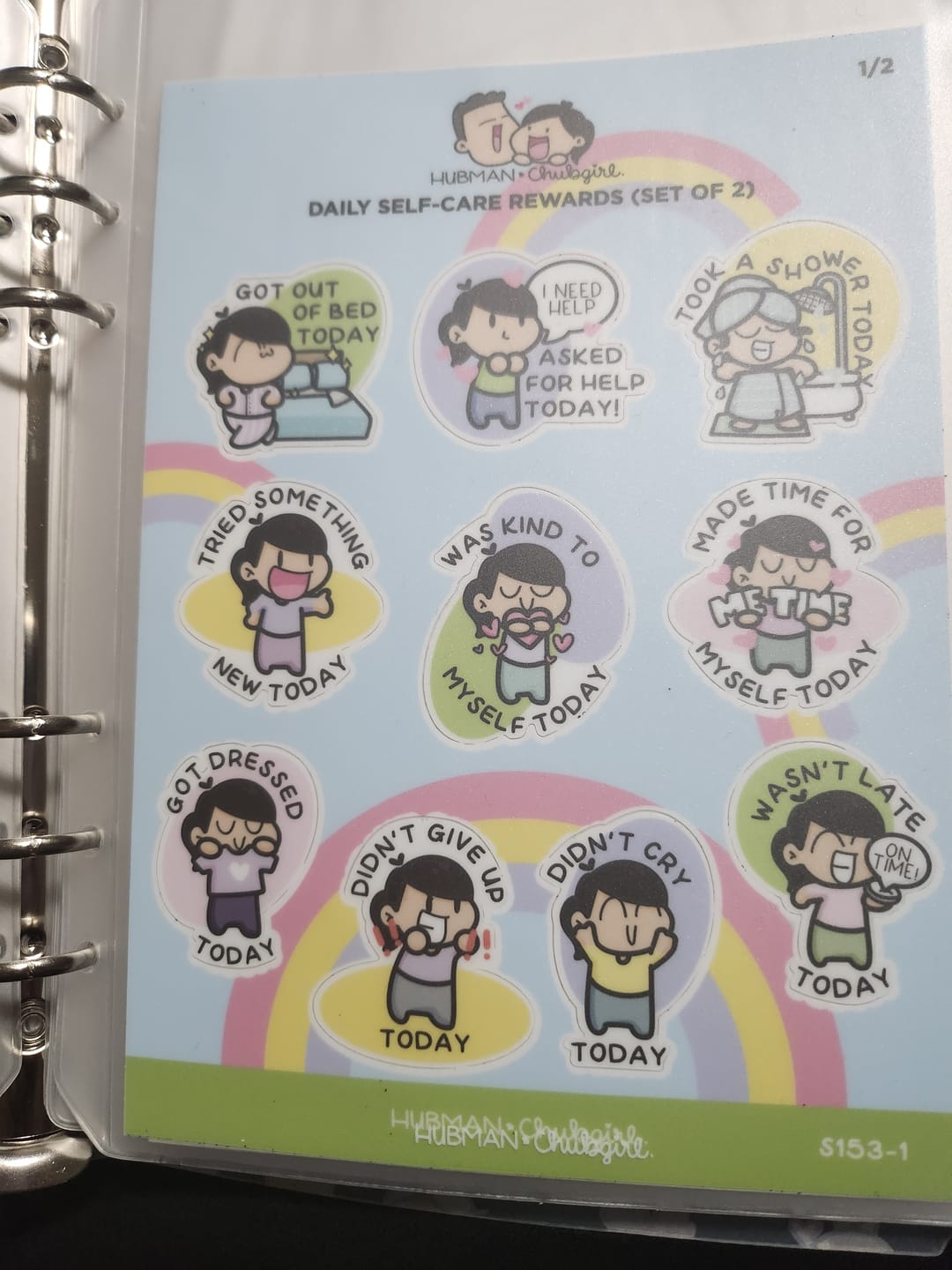 Customer photo review of Sticker sheet - Daily Self-Care rewards (Set of 2)