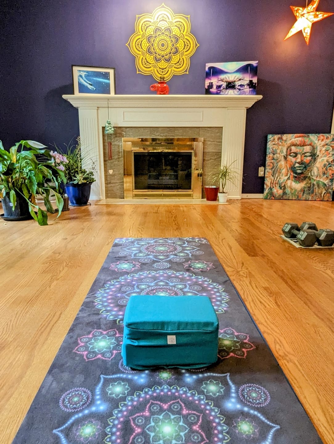 Customer photo review of The Yoga Pillow in Sea Glass Teal