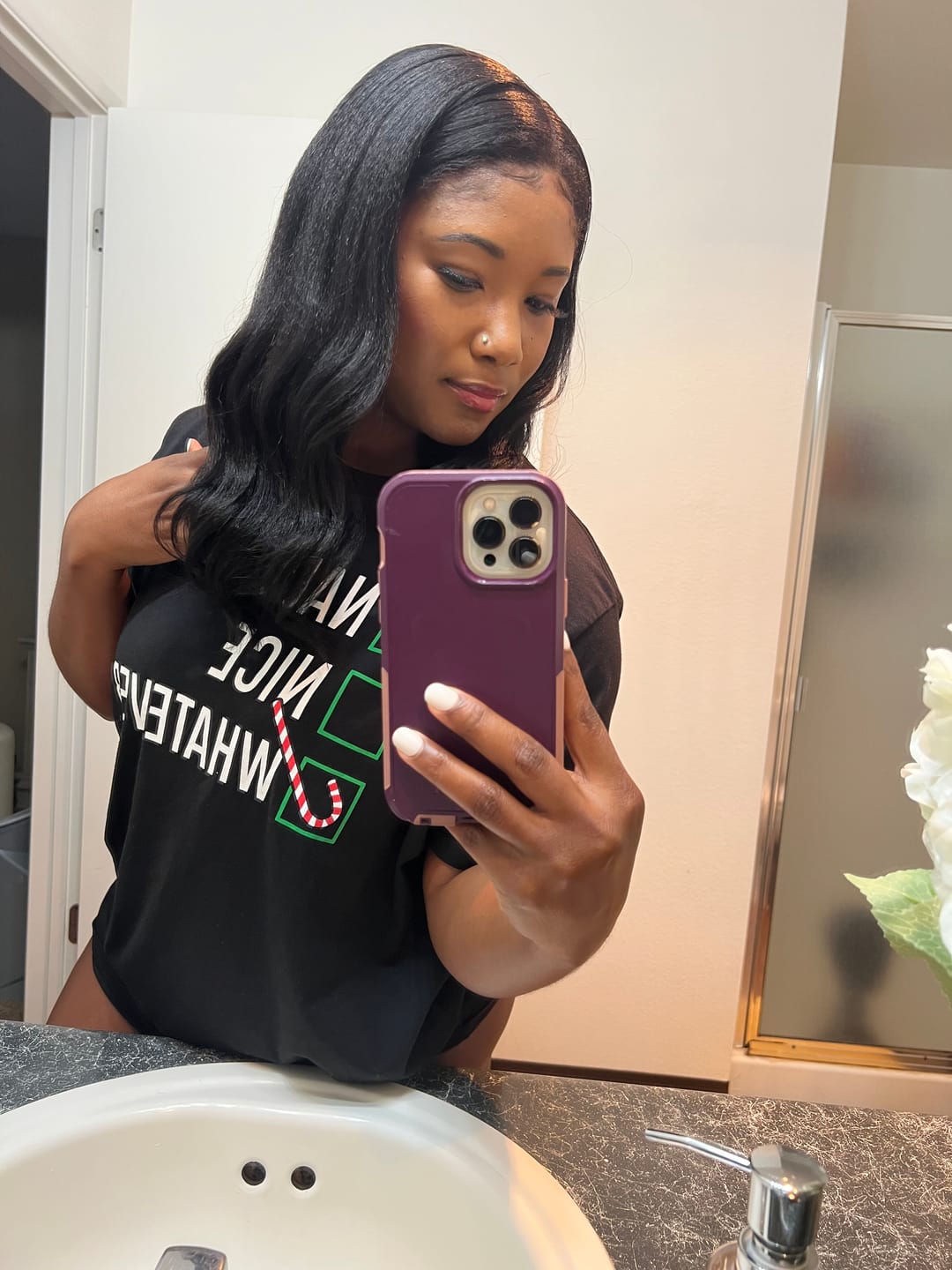 Customer photo review of Tierra Yaki Straight 5X5 Lace Closure Wig