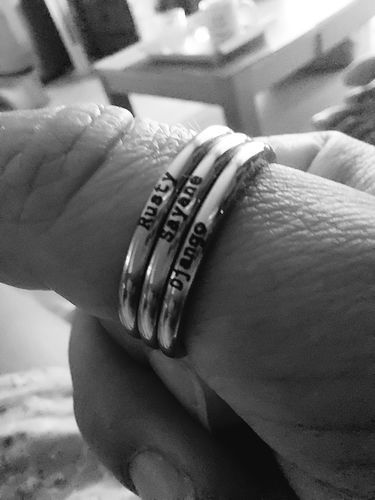 Customer photo review of Petite Custom Name Ring