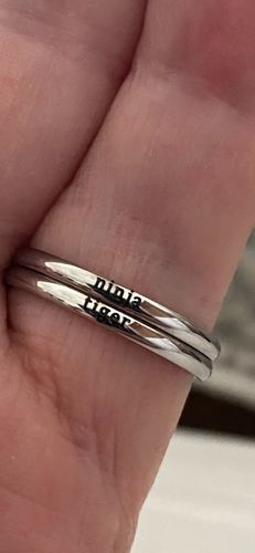 Customer photo review of Petite Custom Name Ring