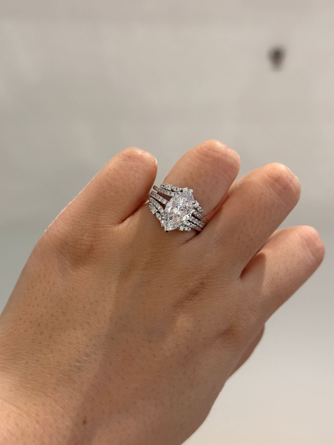 Customer photo review of S925 Vintage 2.5Ct Marquise Cut Insert Wedding Ring Set In Sterling Silver