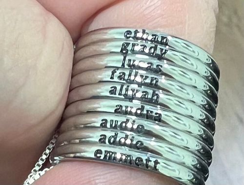 Customer photo review of Petite Custom Name Ring