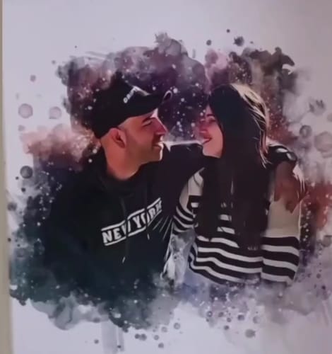 Customer photo review of Tu foto en estilo acuarela | Regalo personalizable para pareja, novia y novio