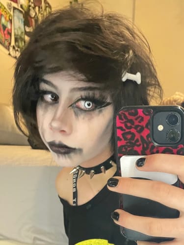 Customer photo review of Alexis Vampire White Contact Lenses(12 months of use)