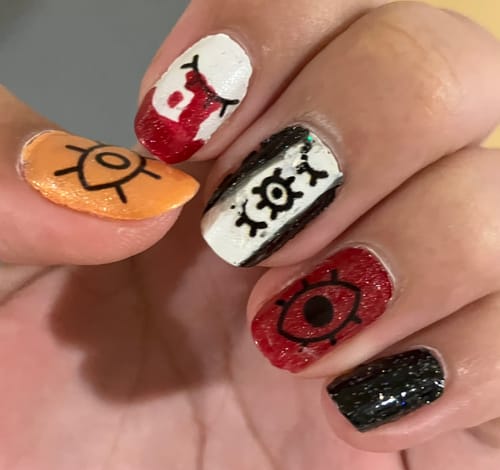 Customer photo review of Eye Nail Temporary Tattoos!