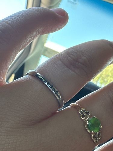 Customer photo review of Petite Custom Name Ring